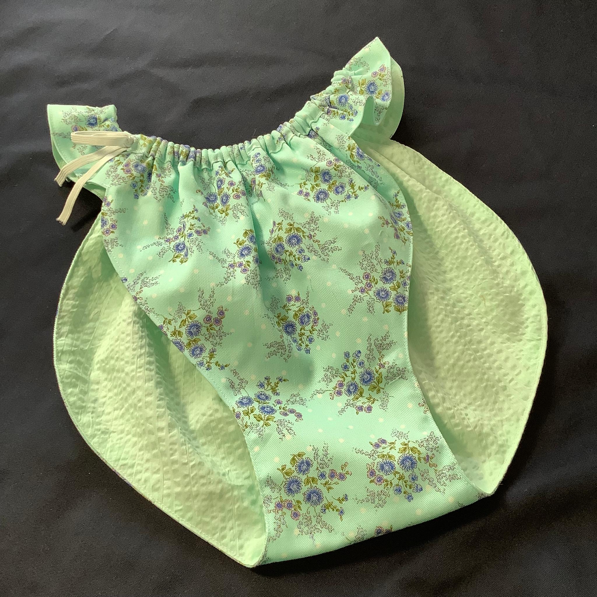 フンティ・姫パン・ふんどしパンツ【029-a】繊細さん敏感肌に優しいリラクゼーションふんティ青フラワーワッフル綿 | 2枚目